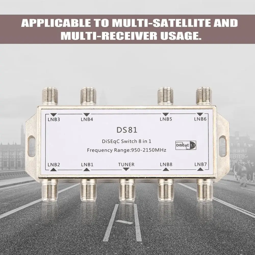 Hot Sale DS81 8 in 1 Satellite Signal DiSEqC Switch LNB Receiver Multiswitch Heavy Duty Zinc Die-cast Chrome Treated
Hot Sale DS81 8 in 1 Satellite Signal DiSEqC Switch LNB Receiver Multiswitch Heavy Duty Zinc Die-cast Chrome Treated
