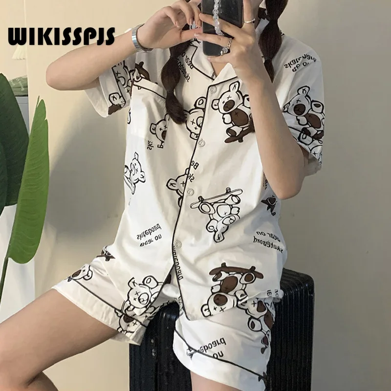 Летняя японская Пижама WIKISSPJS, женские шорты с коротким рукавом, тонкий милый медведь, Свободная Повседневная Домашняя одежда, одежда для сна, одежда для отдыха
Летняя японская Пижама WIKISSPJS, женские шорты с коротким рукавом, тонкий милый медведь, Свободная Повседневная Домашняя одежда, одежда для сна, одежда для отдыха