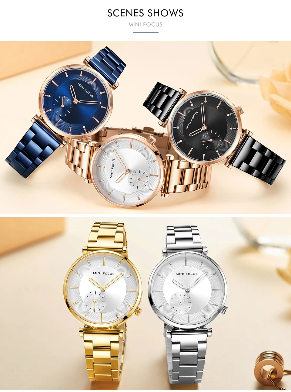 MINIFOCUS Women Watches Rose Gold