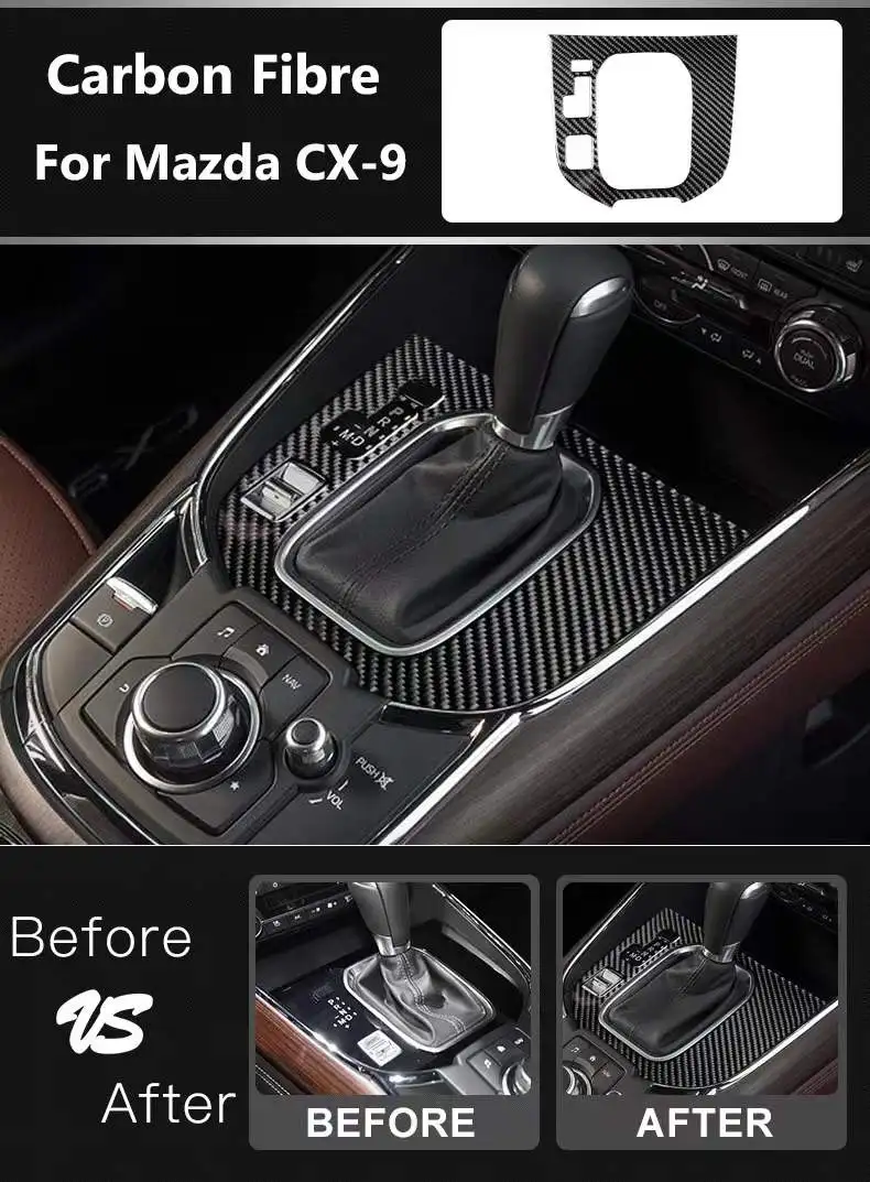 Carbon Fiber Center Console Gear Shift Panel Decor Cover Trim For Mazda CX-9 2016-2020 
Carbon Fiber Center Console Gear Shift Panel Decor Cover Trim For Mazda CX-9 2016-2020