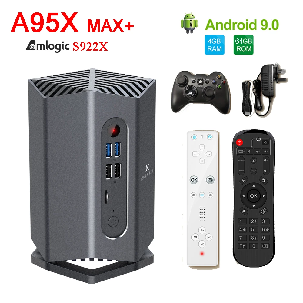 A95X Max Plus TV Box Android 9.0 4G 64GB Amlogic S922X SSD/HDD Smart TVBox 2.4G&5G WiFi 1000M Netflix Media Player Gaming tv-box
A95X Max Plus TV Box Android 9.0 4G 64GB Amlogic S922X SSD/HDD Smart TVBox 2.4G&5G WiFi 1000M Netflix Media Player Gaming tv-box