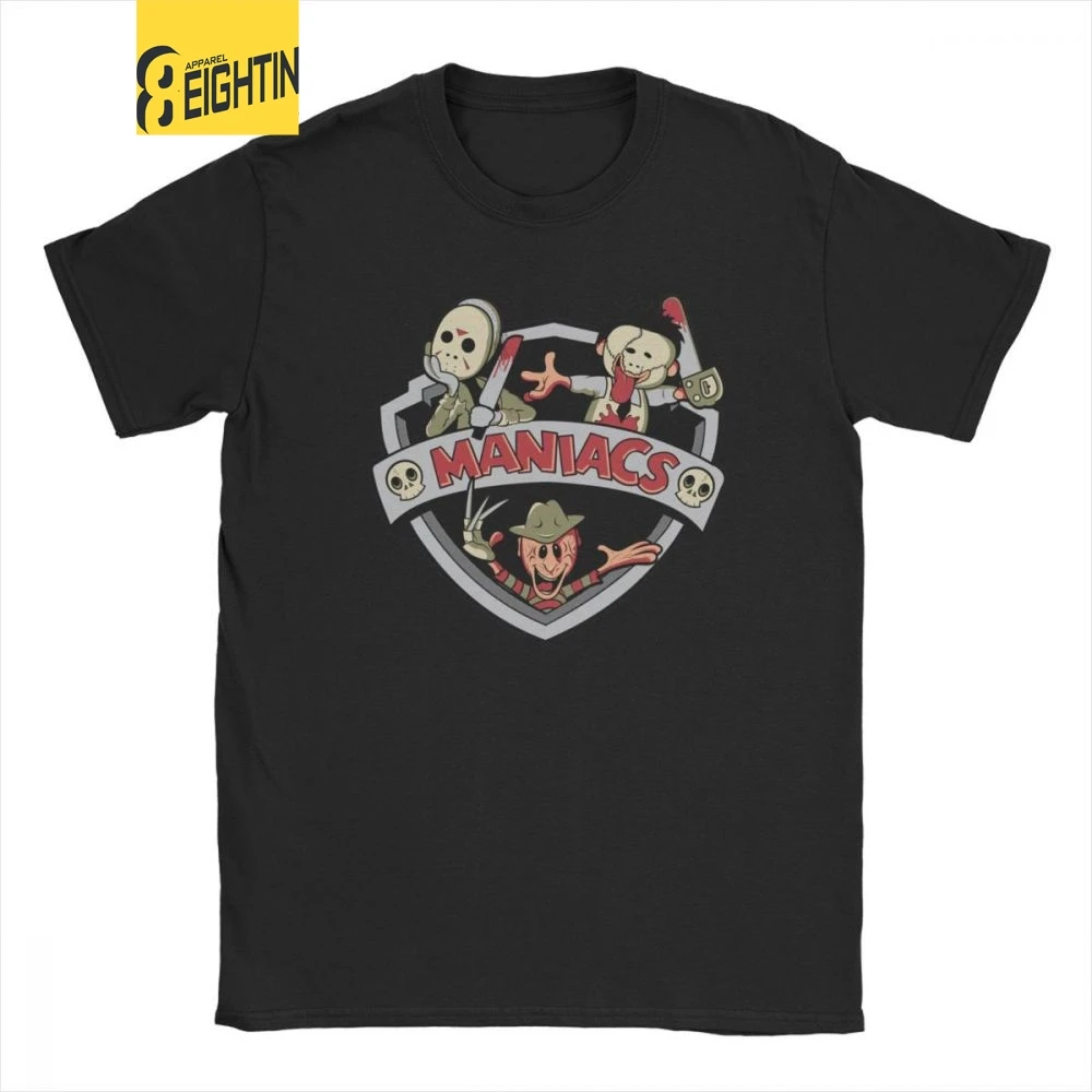 MANIACS T Shirt Men Cotton Vintage T-Shirts Movie Halloween Friday the 13th Jason Voorhees Freddy Tee Shirt Short Sleeve Tops
MANIACS T Shirt Men Cotton Vintage T-Shirts Movie Halloween Friday the 13th Jason Voorhees Freddy Tee Shirt Short Sleeve Tops