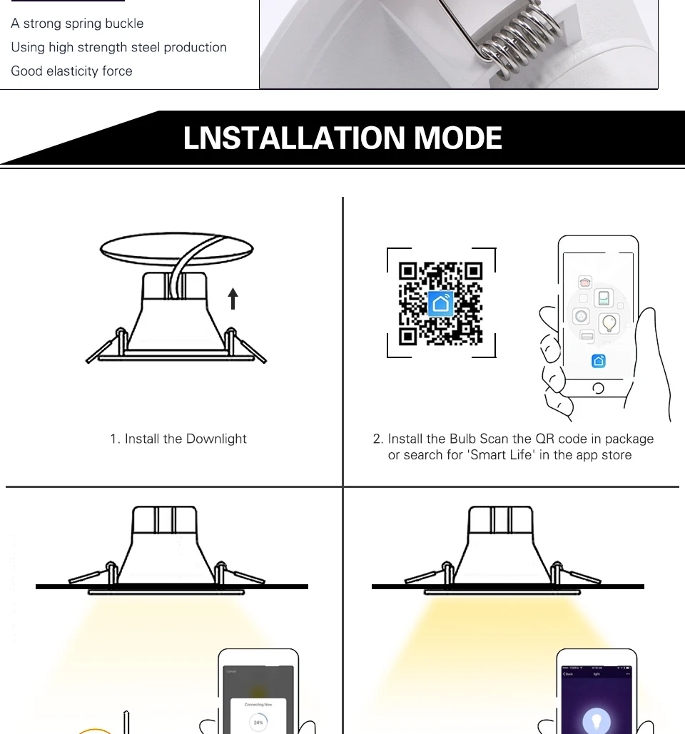 YYXMB LED Down light WiFi Smart life Ceiling Downlight APP RGB Warm Cool Changing Color with 7W 9W Alexa Google Home