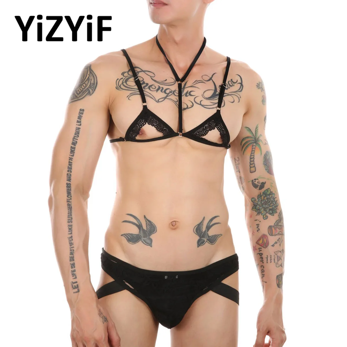 Men Sissy Lingerie Set Exotic Open Cup Sheer Lace Floral Bra+String Tanga Briefs Gay Male Crossdressing Underwear Nightwear
Men Sissy Lingerie Set Exotic Open Cup Sheer Lace Floral Bra+String Tanga Briefs Gay Male Crossdressing Underwear Nightwear