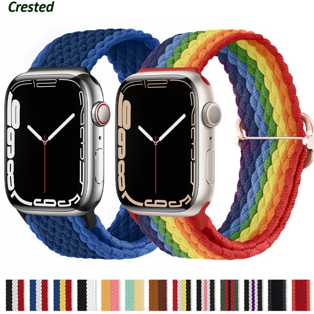 

Braided Solo Loop For Apple Watch Band 45 mm 44mm 40mm 45mm 41mm 42mm 38mm nylon Bracelet correa iWatch serie 7 6 5 4 3 se strap