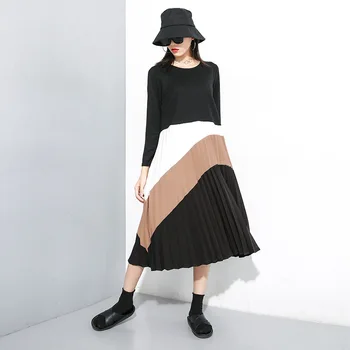 2019 New Autumn Winter Dress Women Knit Stitching Dresses Fashion Personality Round Neck Long Sleeve Loose Pleated Dresses
2019 New Autumn Winter Dress Women Knit Stitching Dresses Fashion Personality Round Neck Long Sleeve Loose Pleated Dresses