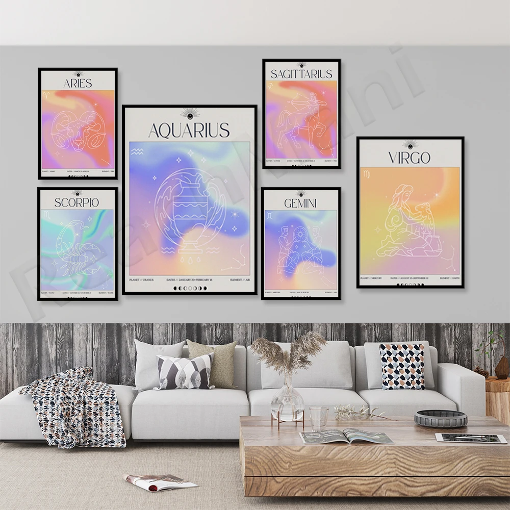 12 Constellation Nursery Art Poster Printing Astrology Bohemian Gradient Aesthetics Astrology Painting Mercury Decoration Pictur
12 Constellation Nursery Art Poster Printing Astrology Bohemian Gradient Aesthetics Astrology Painting Mercury Decoration Pictur