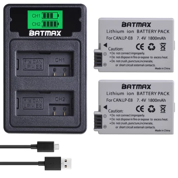 Batmax LPE8 LP-E8 LP E8 Battery+LCD USB Dual Charger with Type C Port for Canon EOS 550D 600D 650D 700D Rebel T2i T3i T4i T5i
Batmax LPE8 LP-E8 LP E8 Battery+LCD USB Dual Charger with Type C Port for Canon EOS 550D 600D 650D 700D Rebel T2i T3i T4i T5i