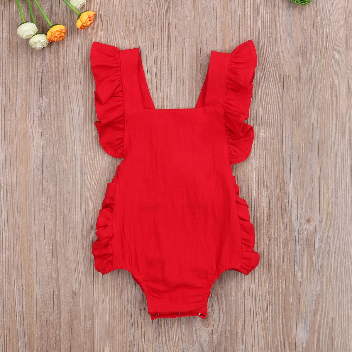 Baby Fashion Solid Color Jumpsuits Girls Summer Flying Sleeve Backless Triangle Wrapped Romper
Baby Fashion Solid Color Jumpsuits Girls Summer Flying Sleeve Backless Triangle Wrapped Romper