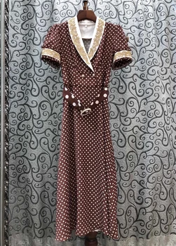 2020 Spring and Summer New Women's Leaders Port Combination Selvage Cingulate Waist Hugging Dot Prints Short-Sleeve Dress 638
2020 Spring and Summer New Women's Leaders Port Combination Selvage Cingulate Waist Hugging Dot Prints Short-Sleeve Dress 638