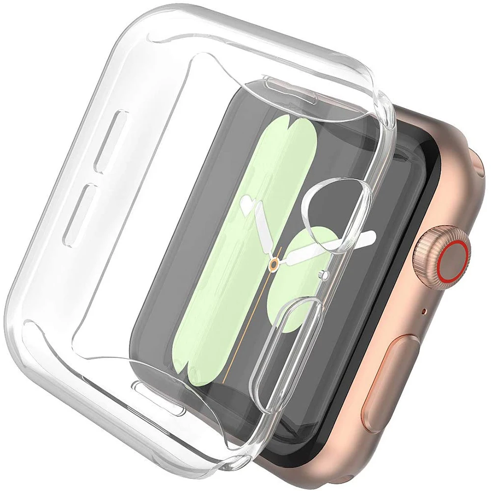 Чехол для Apple Watch Series SE 6 5 4 40 мм 44 360 прозрачный мягкий чехол из ТПУ Iwatch 3 2 38 42 мм|Часы