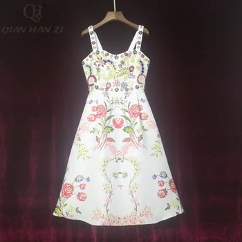 Qian Han Zi 2020 Designer Fashion Summer Dress Women's Sleeveless Floral Print Jacquard Spaghetti Strap Crystal Sexy Dress
Qian Han Zi 2020 Designer Fashion Summer Dress Women's Sleeveless Floral Print Jacquard Spaghetti Strap Crystal Sexy Dress