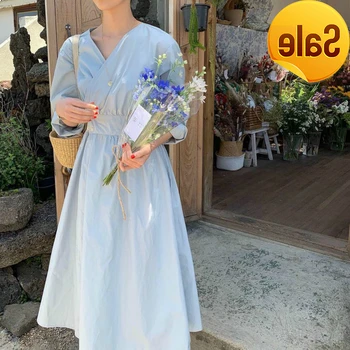 Summer Long Vintage Dress V-neck Women A-line Vestidos with Buttons Jurken Bodycon Casual Robe Femme Sukienki Vestiti Donna 
Summer Long Vintage Dress V-neck Women A-line Vestidos with Buttons Jurken Bodycon Casual Robe Femme Sukienki Vestiti Donna