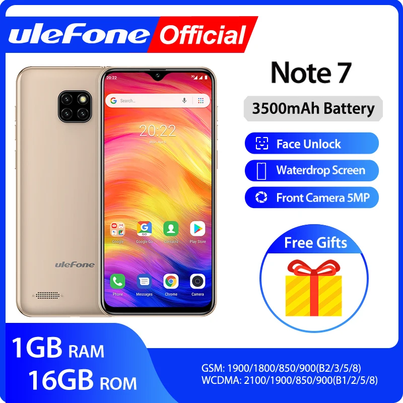 Ulefone Note 7 Android9.0 Smartphone 3500mAh Quad Core Waterdrop Screen 16GB ROM Mobile phone WCDMA Cellphone
Ulefone Note 7 Android9.0 Smartphone 3500mAh Quad Core Waterdrop Screen 16GB ROM Mobile phone WCDMA Cellphone