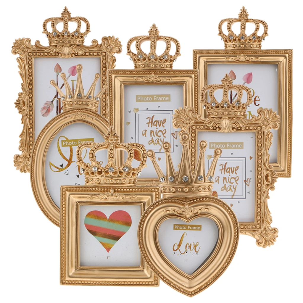 Gold Crown Picture Frame Rustic Pattern Photo Frames for Tabletop or Wall Mount Gold Crown Picture Frame Rustic Pattern Photo Frames for Tabletop or Wall Mount