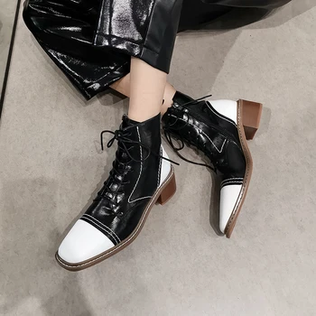 2021 Newest Genuine Leather Mixed Colors Women's Boots Autumn Winter Thick Heels Pumps Office Lady Working Shoes Woman 
2021 Newest Genuine Leather Mixed Colors Women's Boots Autumn Winter Thick Heels Pumps Office Lady Working Shoes Woman