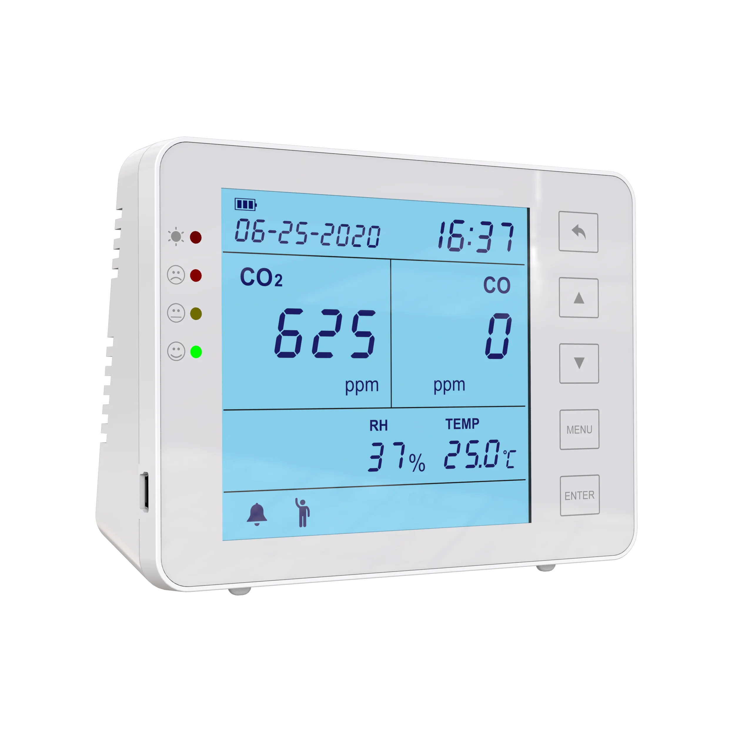 Indoor Air Quality CO2 CO Monitor with Temperature and Humidity and detector for Home, Vehicle, School, Office.
Indoor Air Quality CO2 CO Monitor with Temperature and Humidity and detector for Home, Vehicle, School, Office.