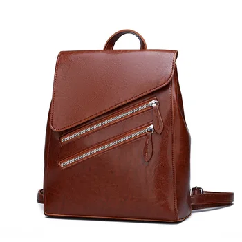 Solid Color Zipper Large Capacity Backpack Oil Wax Soft Leather Ladies Backpack Multifunctional College Student Backpack LD013
Solid Color Zipper Large Capacity Backpack Oil Wax Soft Leather Ladies Backpack Multifunctional College Student Backpack LD013