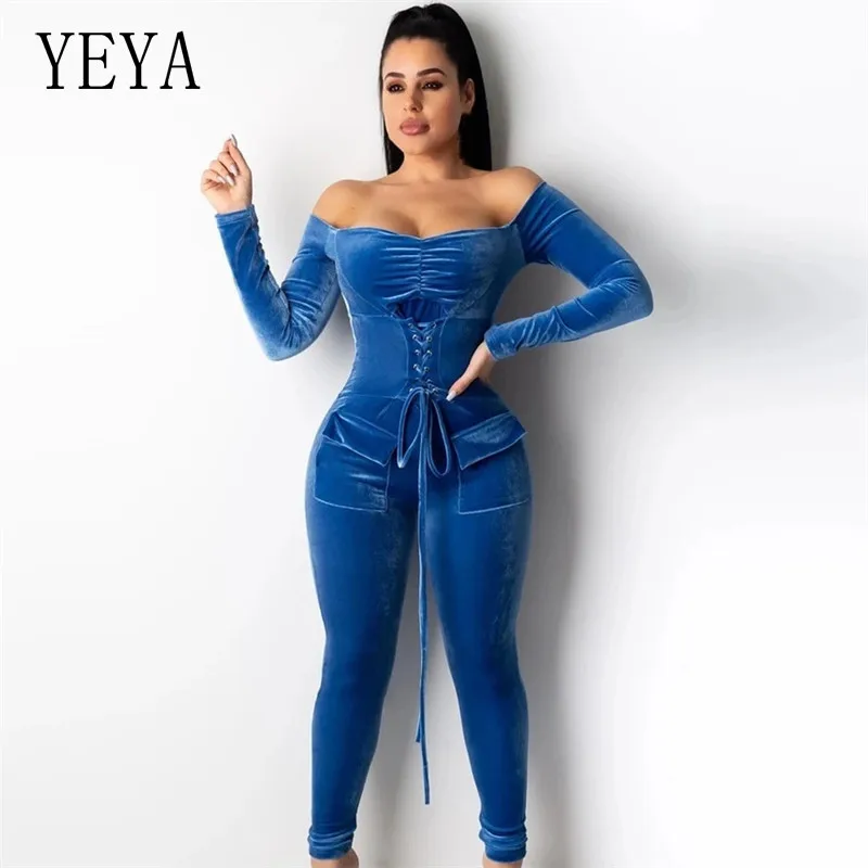 YEYA Strapless Velvet Jumpsuit Long Sleeve High Waist Lace Up Bandage Bodycon Bodysuit Skinny Party Sexy Romper Plus Size
YEYA Strapless Velvet Jumpsuit Long Sleeve High Waist Lace Up Bandage Bodycon Bodysuit Skinny Party Sexy Romper Plus Size