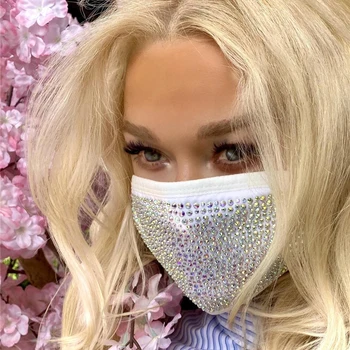 2020 Fashion Sparkly Rhinestone Mask Elastic Reusable Washable Bling Mask For Face With Rhinestone Decoration Face Jewelry
2020 Fashion Sparkly Rhinestone Mask Elastic Reusable Washable Bling Mask For Face With Rhinestone Decoration Face Jewelry
