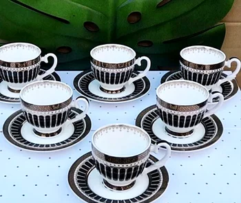 Black and White English Coffee Set Decorative Set in Espresso Patterned Coffeeware Arabic Coffee Cup Set Tea Cup Set 6 Pieces
Black and White English Coffee Set Decorative Set in Espresso Patterned Coffeeware Arabic Coffee Cup Set Tea Cup Set 6 Pieces