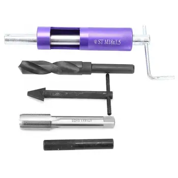 Threaded Insert Thread Repair Kit M18X1.5 with 12Pcs 1D/1.5D/2D Threaded Insert Hand Tool for Auto Repairing Helical Screw
Threaded Insert Thread Repair Kit M18X1.5 with 12Pcs 1D/1.5D/2D Threaded Insert Hand Tool for Auto Repairing Helical Screw