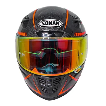 Full Face Motorcycle Helmet casco capacete moto Snake Pattern Carbon Fiber Helmets Gold Visor Dot Approved For Soman SM-X7 
Full Face Motorcycle Helmet casco capacete moto Snake Pattern Carbon Fiber Helmets Gold Visor Dot Approved For Soman SM-X7