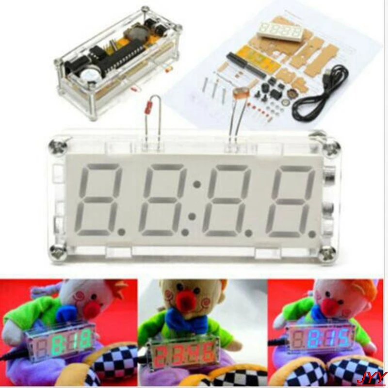 DIY Kit Blue LED Electronic Clock Microcontroller Digital Clock Time Thermometer diy electronic
DIY Kit Blue LED Electronic Clock Microcontroller Digital Clock Time Thermometer diy electronic