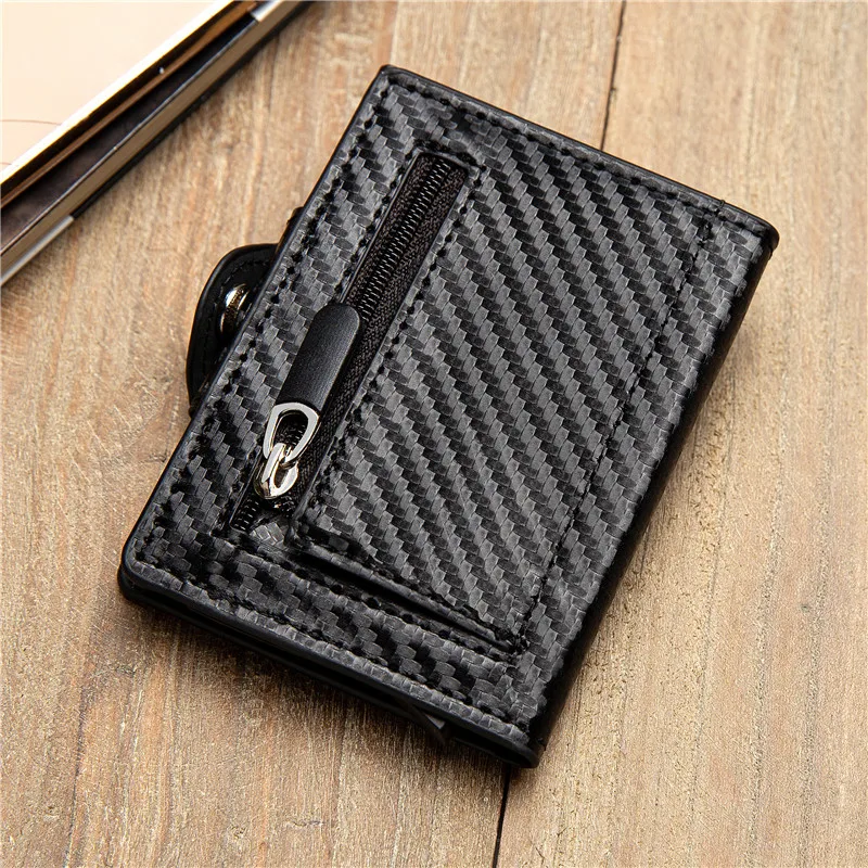 BISI GORO Carbon Black Cover Button Smart Wallet Coin Safety RFID Fashion New PU Aluminum Anti-theft Credit Card Holder Purse
BISI GORO Carbon Black Cover Button Smart Wallet Coin Safety RFID Fashion New PU Aluminum Anti-theft Credit Card Holder Purse