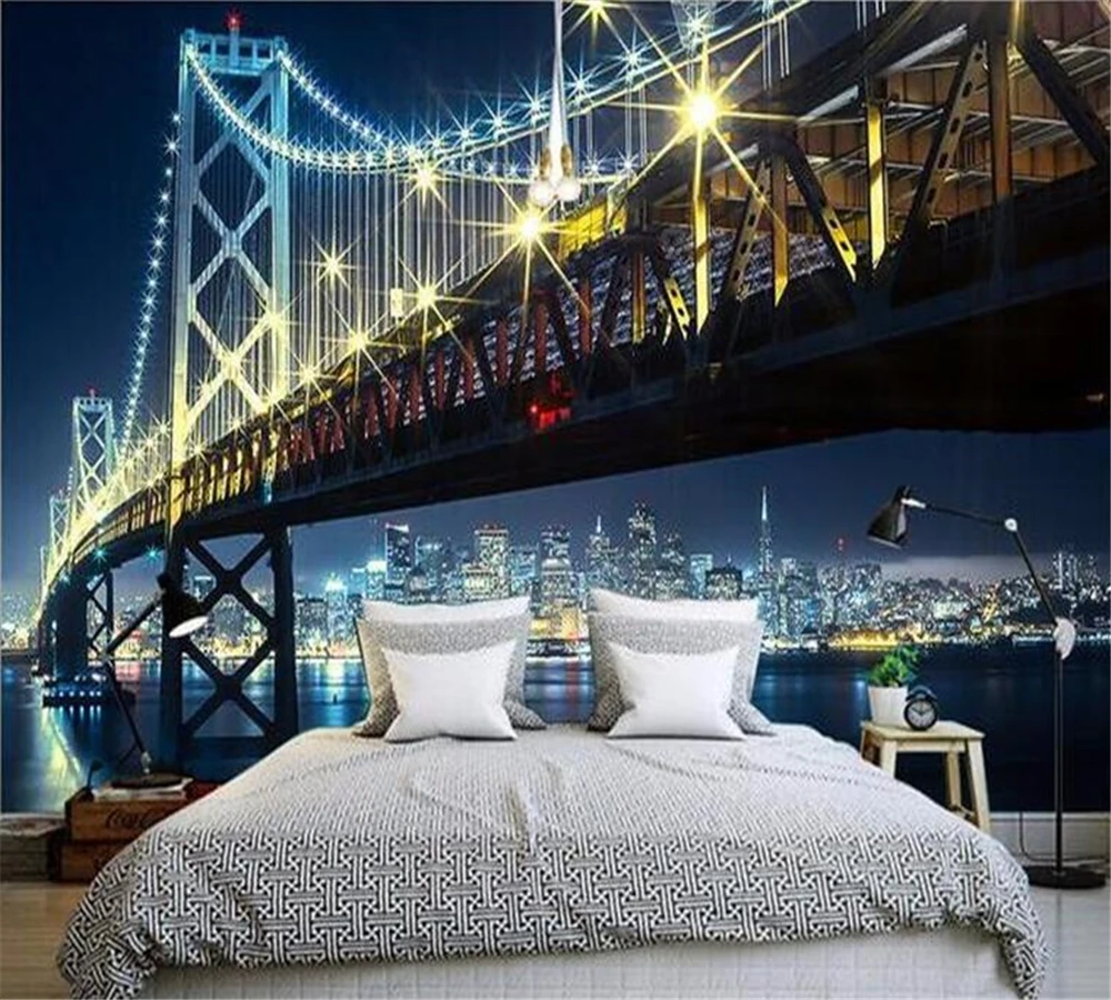 Beibehang заказ росписи HD красивый мост ночной вид великолепный художественный фон