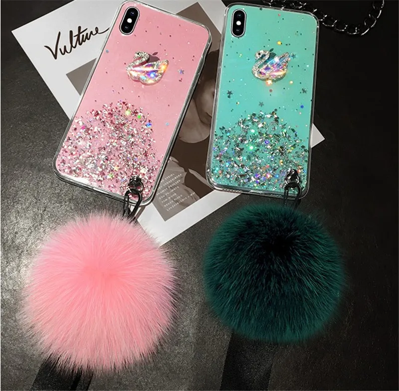 case for iPhone 11 XR 7 8 11 Pro Max X XS Max Plus 6 6s cover Silver foil Rhinestone Swan with hair ball belt Transparent case
case for iPhone 11 XR 7 8 11 Pro Max X XS Max Plus 6 6s cover Silver foil Rhinestone Swan with hair ball belt Transparent case