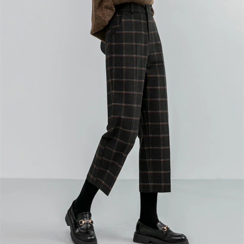 2020 New Autumn Winter Woolen Plaid Women Formal Straight Pants High Waist Ankle-Length Chic Loose Ladies Pants Pocket Plus Size
2020 New Autumn Winter Woolen Plaid Women Formal Straight Pants High Waist Ankle-Length Chic Loose Ladies Pants Pocket Plus Size