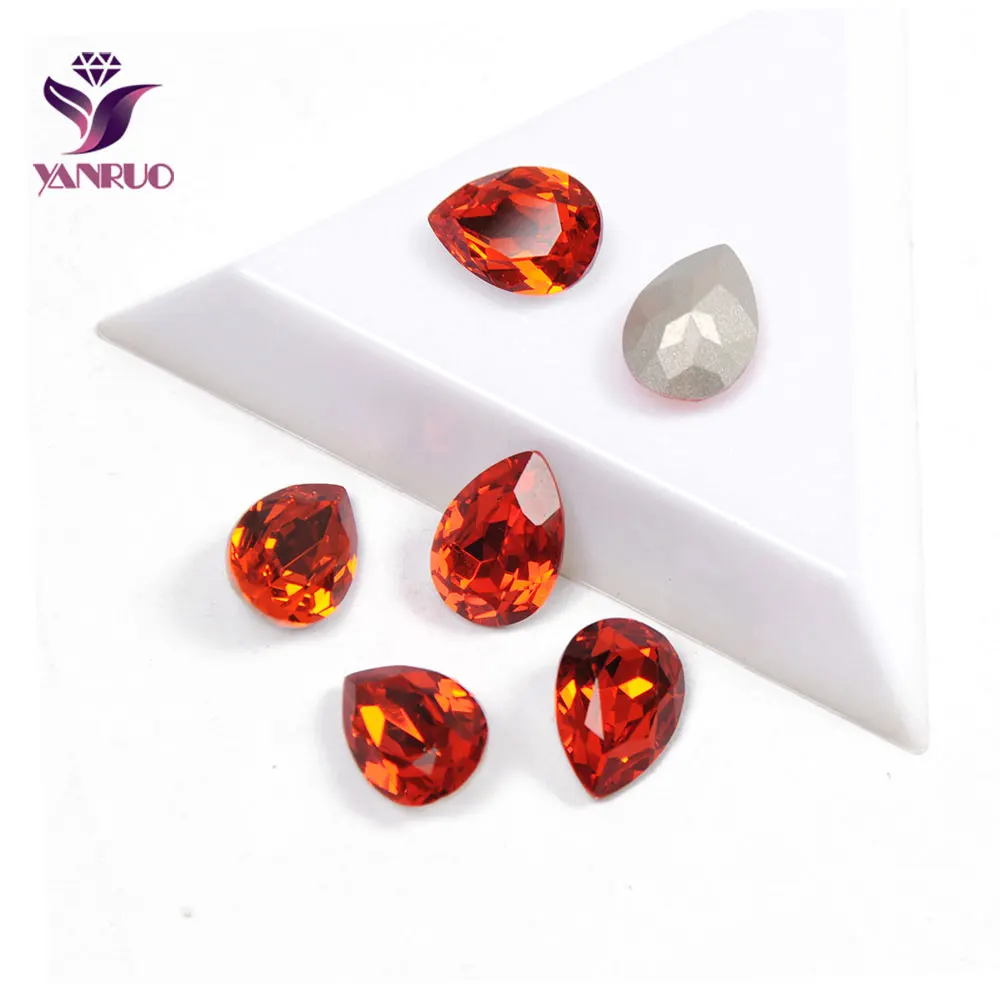 

YANRUO 4320 Teardrop Hyacinth Fancy Stones Glass Rhinestones With Settings Frames Sewing on Clothes Jewelry Maker DIY