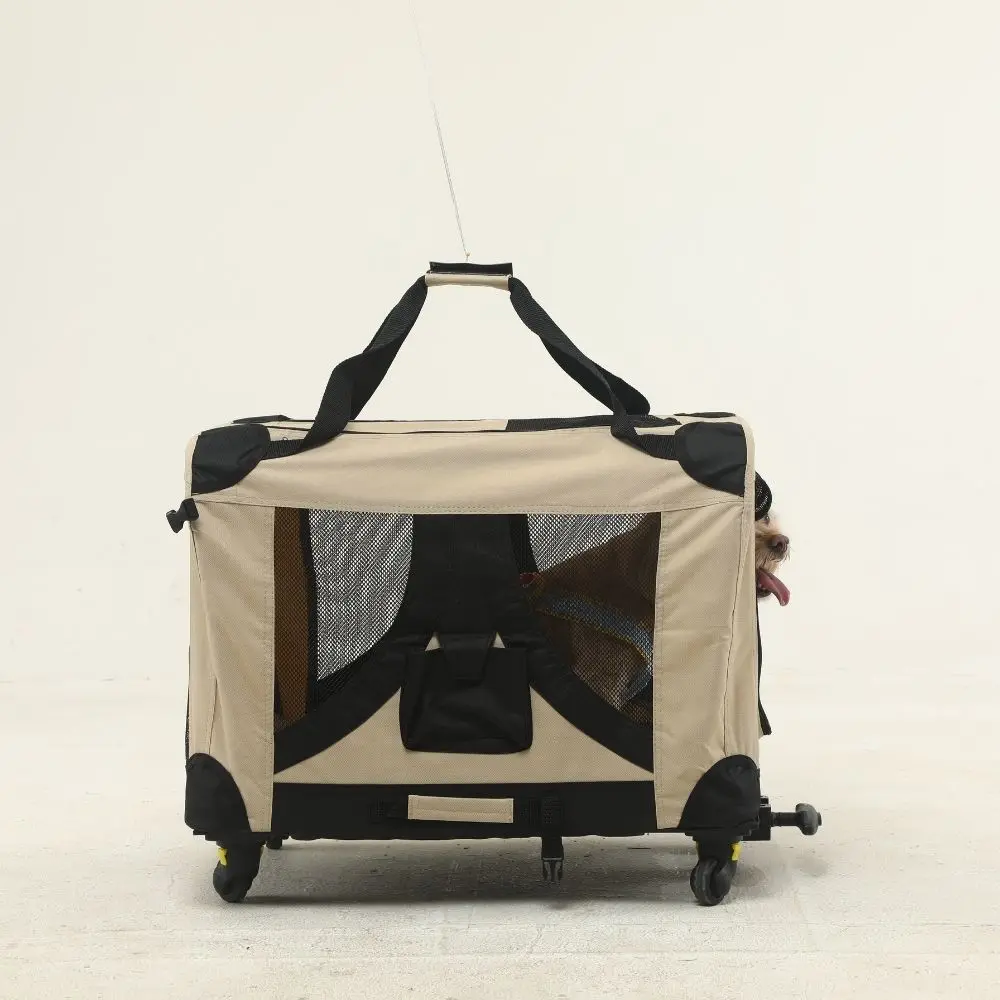 Pet Rolling Carrier with Detachable Wheels, Travel Pet Carrier / Collapsible Dog Cage for Small Dogs & Cats Pet Rolling Carrier with Detachable Wheels, Travel Pet Carrier / Collapsible Dog Cage for Small Dogs & Cats