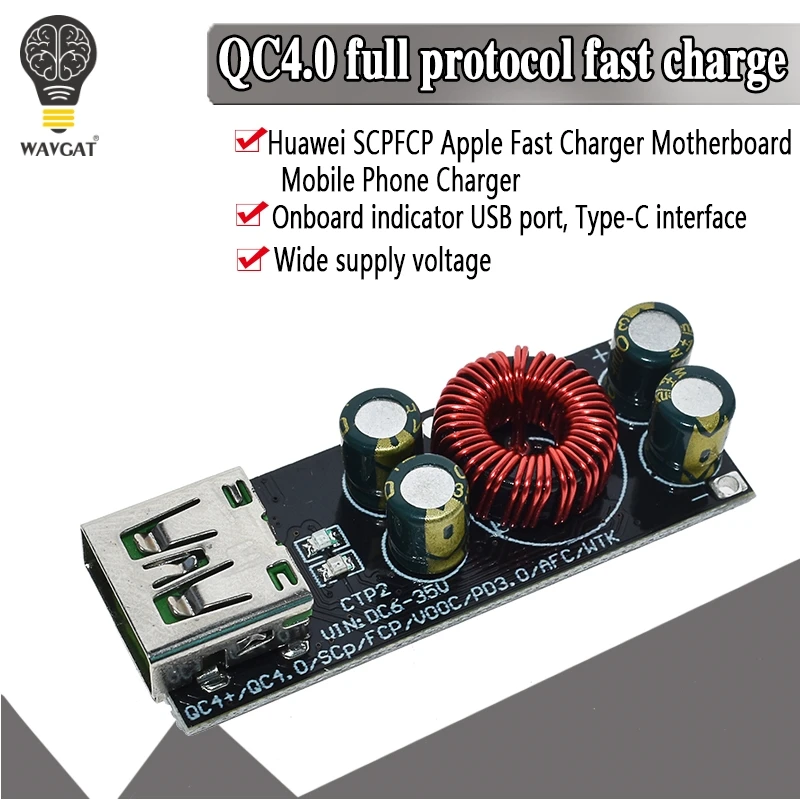 QC4.0 QC3.0 USB Type-C Mobile Phone Quick Charge Adapter 6 -35V Step Down Buck Boost Module for Huawei SCP/FCP Apple PD Qualcomm
QC4.0 QC3.0 USB Type-C Mobile Phone Quick Charge Adapter 6 -35V Step Down Buck Boost Module for Huawei SCP/FCP Apple PD Qualcomm