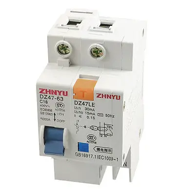 

DZ47-63 C16 DZ47LE 16A AC 400V 1P+N ELCB Earth Leakage Circuit Breaker