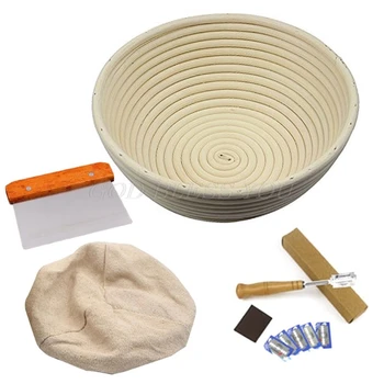 4Pcs Banneton Proofing Basket with Liner Scraper Scoring Lame for Bread Baking Drop Shipping