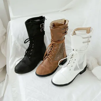 33-43 size high-top net boots women's new spring and summer Baotou hollow lace-up women's sandals net yarn shoes Z456
33-43 size high-top net boots women's new spring and summer Baotou hollow lace-up women's sandals net yarn shoes Z456