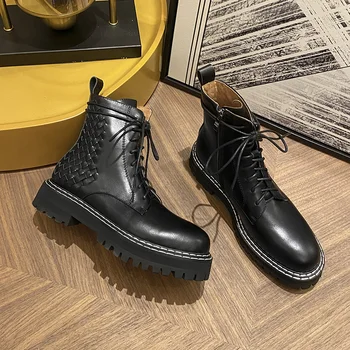 Royesic Genuine Cow Leather Martin boots women's platform short boots British style lace round toe mid-heel flat ankle boots
Royesic Genuine Cow Leather Martin boots women's platform short boots British style lace round toe mid-heel flat ankle boots