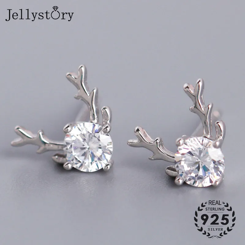 

Jellystory Trendy 925 Silver Jewellery Stud Earrings for Women Deer shape Ear Studs with Zircon Gemstones Wedding Gift wholesale