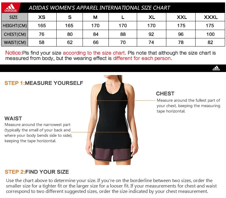 adidas women size chart