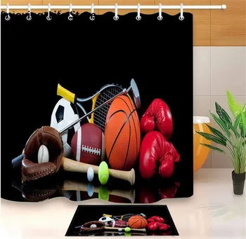 Basketball Baseball Shower Curtain Set Sports Curtain Bathroom Bath Mat Waterproof Fabric Rug72 x 72'' with 12 Hooks Mat 24x16'' 
Basketball Baseball Shower Curtain Set Sports Curtain Bathroom Bath Mat Waterproof Fabric Rug72 x 72'' with 12 Hooks Mat 24x16''