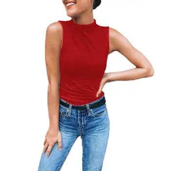 Women Sleeveless Mock Neck Blouse Chiffon Top Women Casual Blouse Solid Color Sleeveless Mock Neck Cotton Pullover Slim Top 2020
Women Sleeveless Mock Neck Blouse Chiffon Top Women Casual Blouse Solid Color Sleeveless Mock Neck Cotton Pullover Slim Top 2020