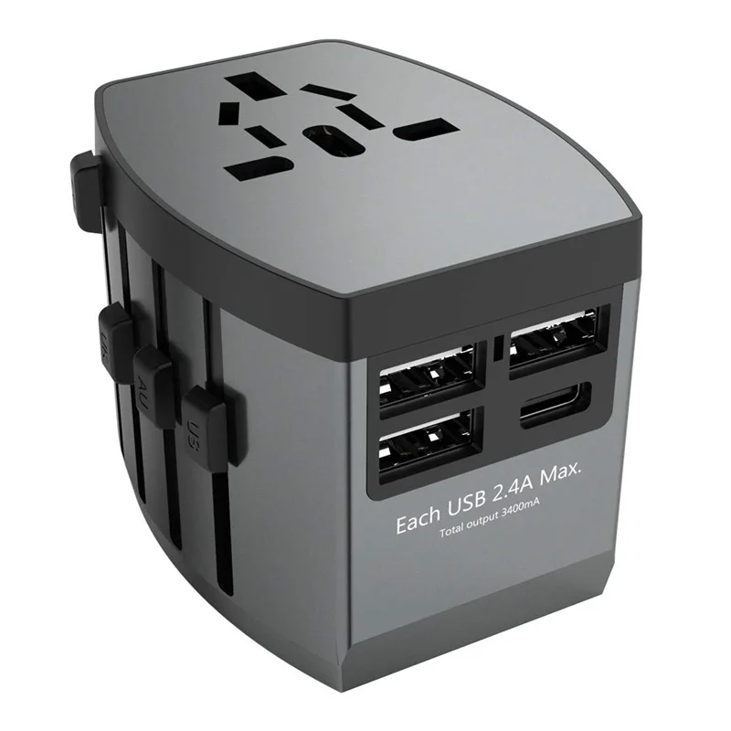 Worldwide Travel All-in-one Universal Power Plug Converter with 3 USB + 1 Type-C Easily Converts All AC plug to EU/UK/US/AU
Worldwide Travel All-in-one Universal Power Plug Converter with 3 USB + 1 Type-C Easily Converts All AC plug to EU/UK/US/AU