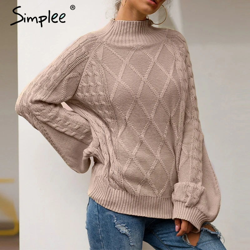 Simplee Casual knitted plaid turtleneck sweater women Autumn winter office lady lantern sleeve pullover Female elegant sweater
Simplee Casual knitted plaid turtleneck sweater women Autumn winter office lady lantern sleeve pullover Female elegant sweater