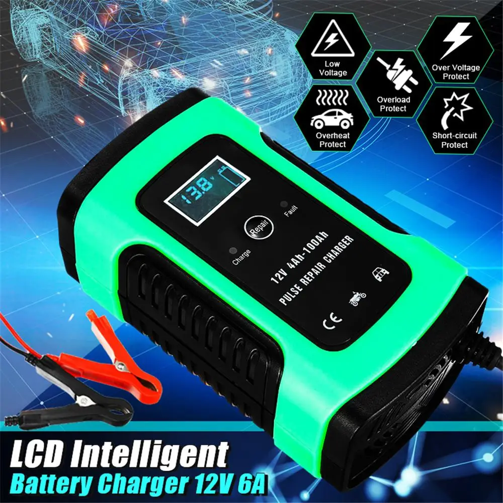 Full Automatic Car Battery Charger Battery Charger LCD Smart Fast 110V To 220V To 12V 6A for Auto Motorcycle Lead-Acid Batteries
Full Automatic Car Battery Charger Battery Charger LCD Smart Fast 110V To 220V To 12V 6A for Auto Motorcycle Lead-Acid Batteries