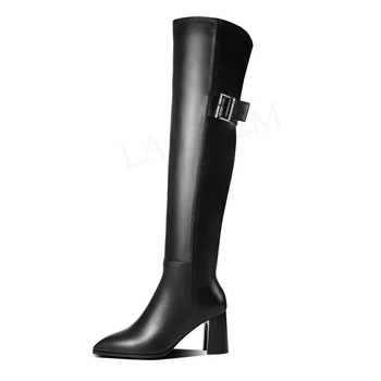 LAIGZEM Quality Over Knee High Boots Genuine LEATHER Side Zip Chunky Heels Riding Boots Winter Shoes Botines Size 37 38 39 
LAIGZEM Quality Over Knee High Boots Genuine LEATHER Side Zip Chunky Heels Riding Boots Winter Shoes Botines Size 37 38 39