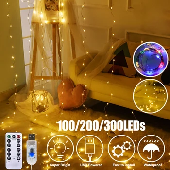 3M LED Christmas Fairy String Lights Remote Control USB New Year Garland Curtain Lamp Holiday Decoration For Home Bedroom Window
3M LED Christmas Fairy String Lights Remote Control USB New Year Garland Curtain Lamp Holiday Decoration For Home Bedroom Window