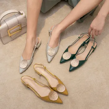 Sianie Tianie metal deco brand dark green yellow grey women low heels summer shoes point toe slingback woman sandals size 33-43
Sianie Tianie metal deco brand dark green yellow grey women low heels summer shoes point toe slingback woman sandals size 33-43