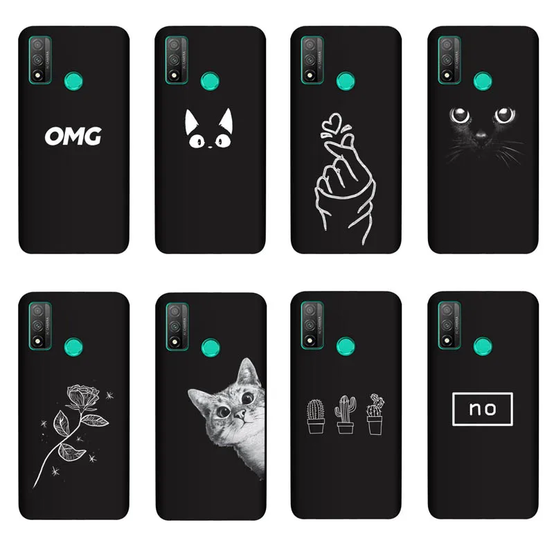 Силиконовый чехол QAQsam для Huawei P smart 2020 Матовые чехлы телефонов с рисунком цветов
